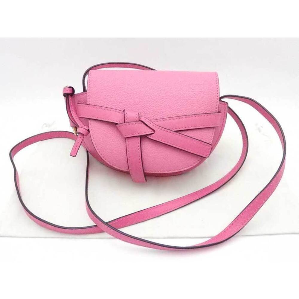 Loewe Gate Bag Crossbody Shoulder Leather Pink Gold